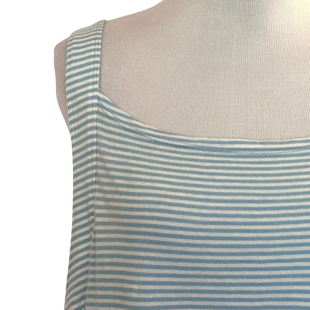 Pilcro Hankey-Hem Swing Tank Womens XL Light Blue Striped Asymmetrical Soft Top